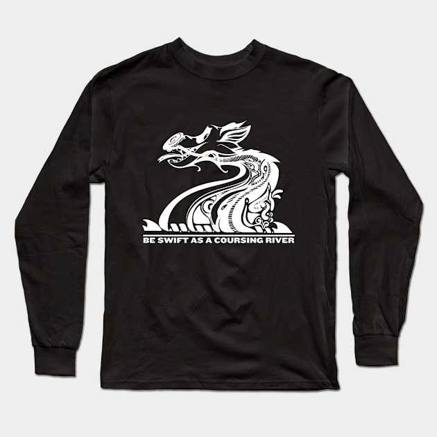 Swift as a coursing river (White ink) Long Sleeve T-Shirt by JovialNightz